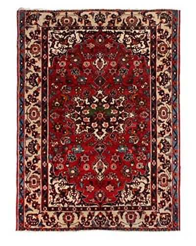 Semi Antique Baktiar Rug, Cream/Red/Navy/Light Blue, 4′ 11″ x 6′ 6″