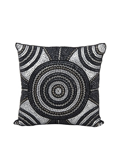 Joseph Abboud Bullseye Pillow, Black/Silver, 16″ x 16″