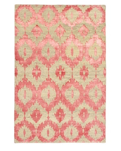 Hand-Knotted Mystique Gabbeh Modern Rug, Khaki/Pink, 5' 1 x 7' 9