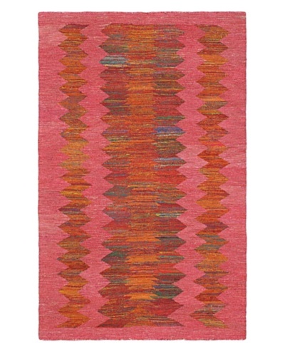 Hand Woven Silky Allure Modern Flatweave Kilim, Dark Pink, 4' 11 x 7' 10