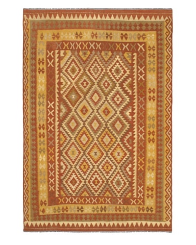 Hand Woven Anatolian Wool Kilim, Copper, 6' 6 x 9' 10