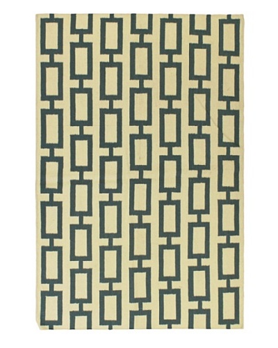 Hand Woven Natural Wool Flatweave Kilim, Cream, 5' 3 x 7' 7