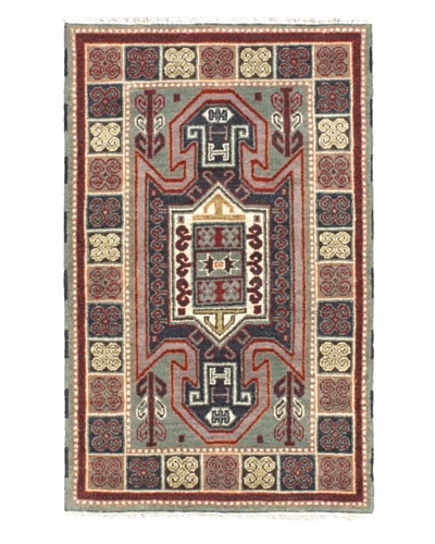 Hand-Knotted Royal Kazak Rug, Navy/Teal, 3' 1 x 5' 1