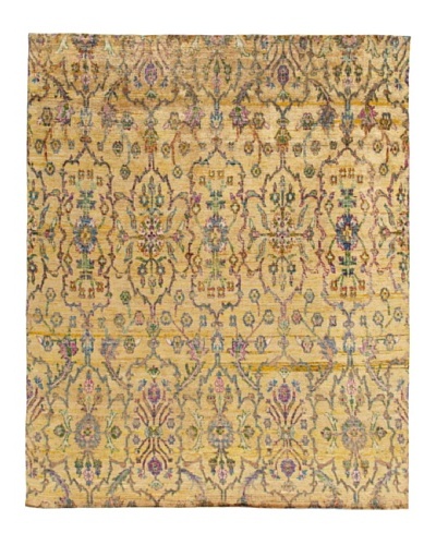 Silk Hand-Knotted Ikat Rug [Cream Multi]