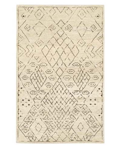 Hand-Knotted Mystique Gabbeh Wool Rug, Cream, 5' x 8'