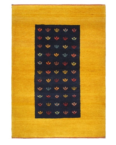 Hand-Knotted Gabbeh Modern Rug, Dark Navy/Gold, 4' 7 x 6' 6