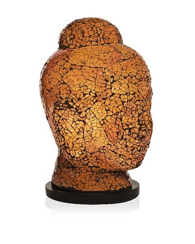Bembe Mosaic Glass Buddha Head Lamp, Orange, Large
