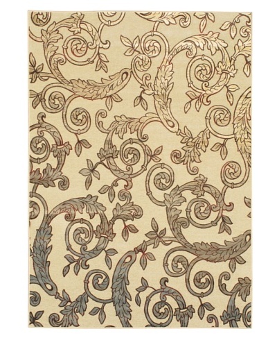 Flores Rug, Cream/Light Blue, 5' 3 x 7' 5