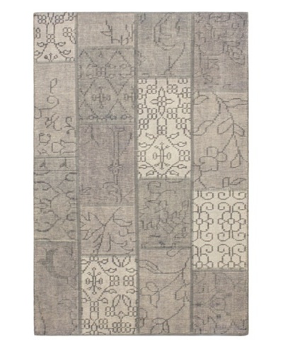 Hand-knotted Ushak Patch Rug, Gray, 4' x 6'