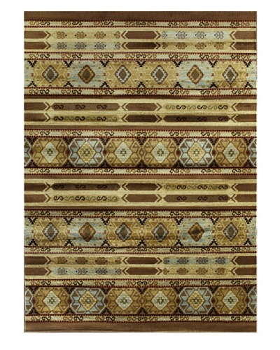 Ikat Tribal Modern Rug, Brown, 5' 5 x 7' 8