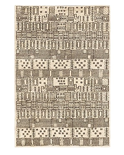 Hand-Knotted Royal Maroc Wool Rug, Cream, 4′ x 5′ 10″