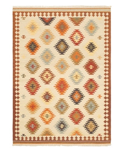 Hand Woven Ankara Kilim, Brown/Cream, 5' 7 x 7' 10