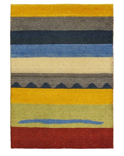 Hand-Knotted Gabbeh Modern Rug, Navy, 4' 9 x 6' 8