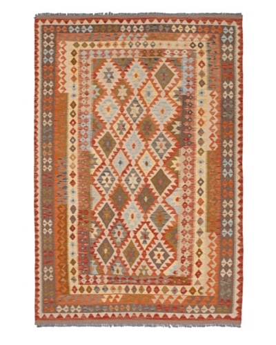 Hand Woven Anatolian Wool Kilim, Copper/Light Gold, 5' 7 x 8' 3