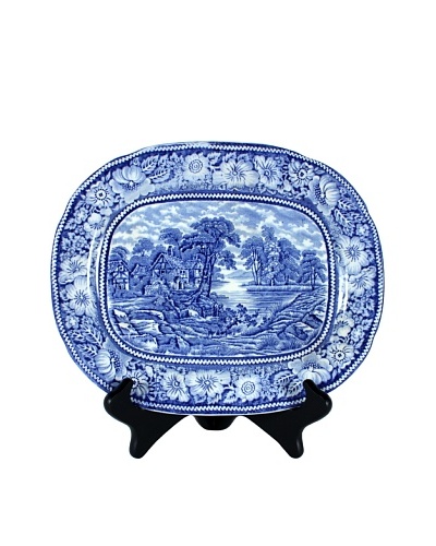 Rural England Serving Plate, White/Blue