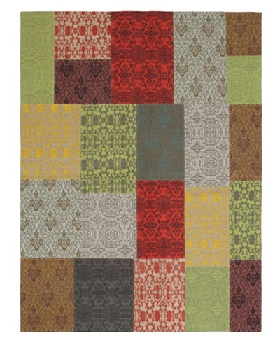 Collage Transitional Dhurrie, Light Green/Light Grey, 5' 7 x 7' 7