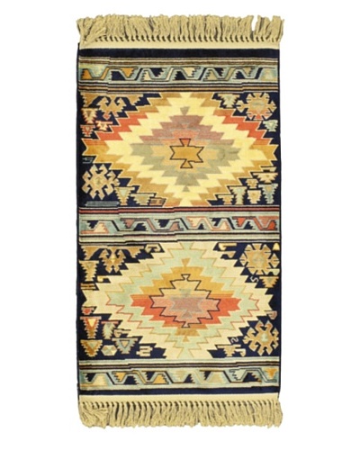 Persian Silk Rug, Navy, 2' x 3' 3