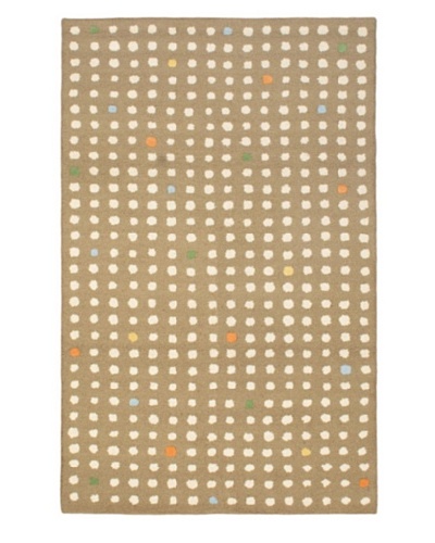 Hand Made Pom Pom Rug, Beige, 5' x 8'