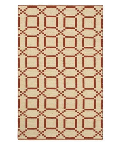 Hand Woven Natural Plush Kilim, Cream/Dark Copper, 5' 1 x 7' 7