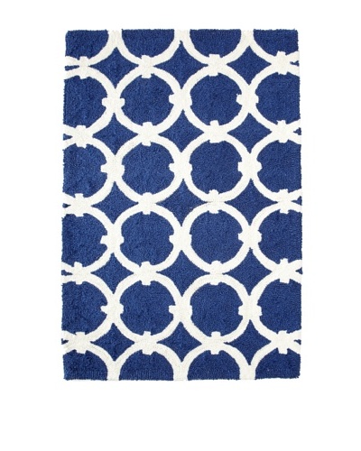 Geo Circles Hooked Rug, Navy/White, 2' x 3'