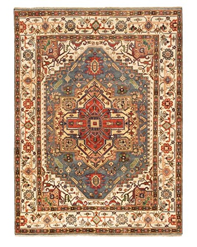 Hand-Knotted Serapi Heritage Wool Rug, Medium Weak Blue, 9' x 12'