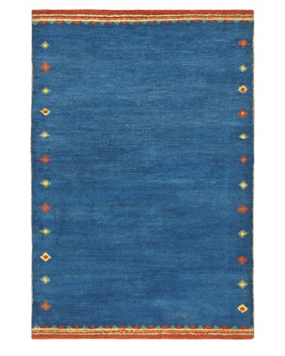 Hand-Knotted Gabbeh Modern Rug, Blue/Azure, 4′ 4″ x 6′ 4″