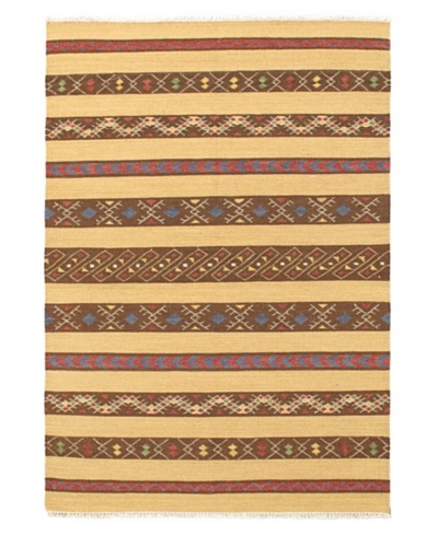 Hand Woven Izmir Wool Kilim, Khaki, 4' 7 x 6' 7