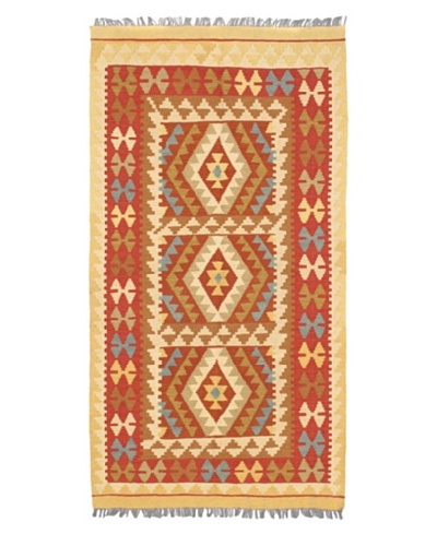 Hand Woven Anatolian Wool Kilim, Red, 3' 7 x 6' 9