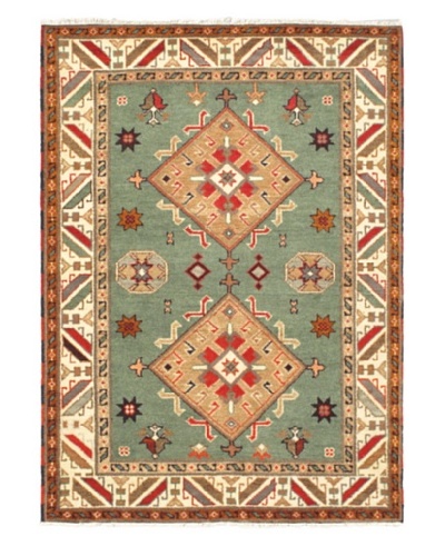 Hand-Knotted Royal Kazak Rug, Teal, 4' 8 x 6' 6