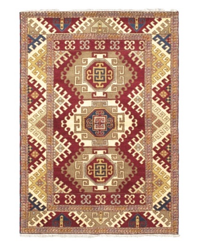 Hand-Knotted Royal Kazak Wool Rug, Dark Red, 5' 7 x 7' 10