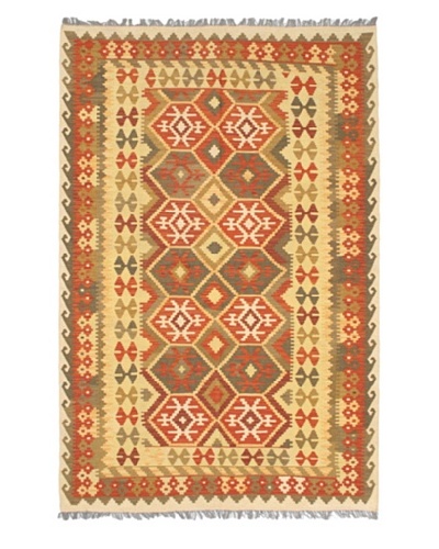 Hand Woven Hereke Wool Kilim, Copper/Light Yellow, 5' 4 x 8' 2