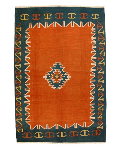 Kilim Rug, Orange/Blue,