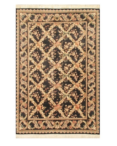 Hand-Knotted Double Knot Oriental Rug, Black, 6' 1 x 9' 3