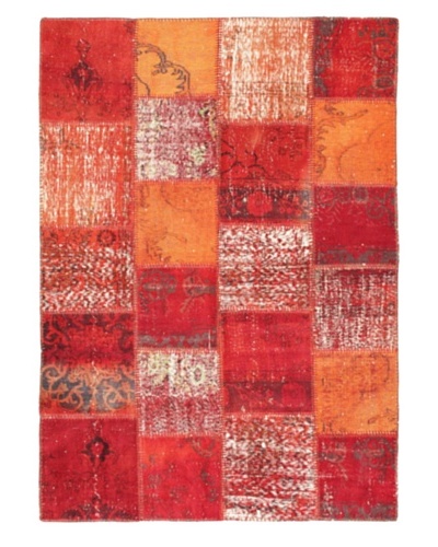 Handmade Ottoman Yama Patchwork Wool Rug, Dark Red, 5' 7 x 7' 10