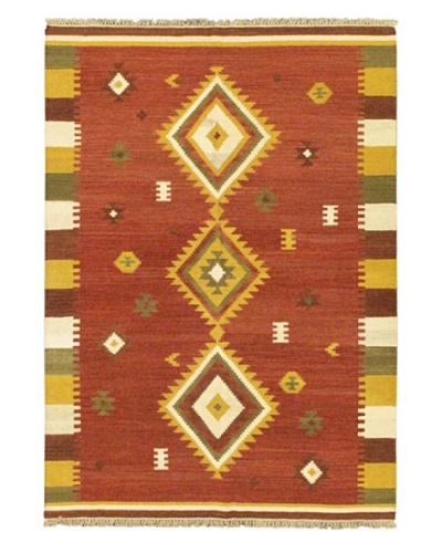 Hand Woven Kashkoli Wool Kilim, Dark Red, 5' 7 x 7' 10