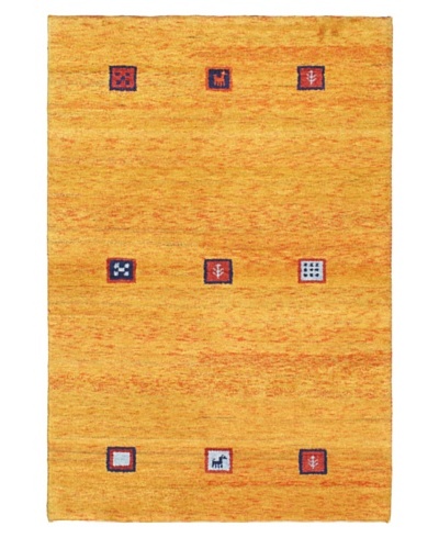 Hand-Knotted Gabbeh Modern Rug, Gold, 4′ x 6′