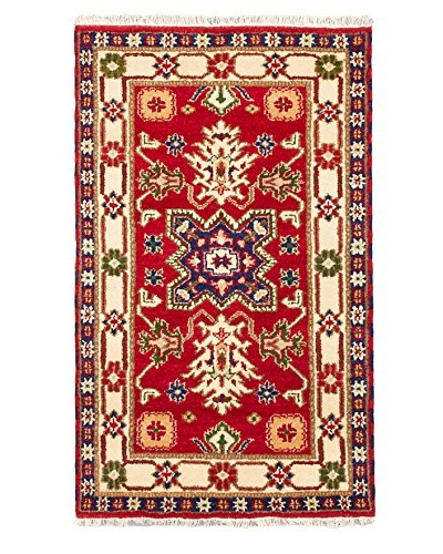 Hand-Knotted Royal Kazak Wool Rug, Red, 3′ x 5′