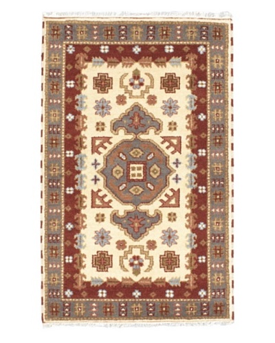 Hand-Knotted Royal Kazak Rug, Cream, 3' x 4' 10