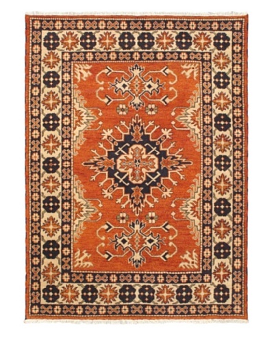 Hand-Knotted Royal Kazak Wool Rug, Dark Orange, 5' 9 x 8'