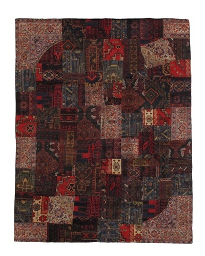 Vintage Patchwork Rug [Red/Charcoal/Brown/Ivory]