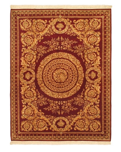 Hand-Knotted Sino Persian Wool Rug, Cream/Light Burgundy, 9' 1 x 12' 1