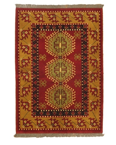 Hand-Knotted Royal Kazak Rug, Light Brown/Light Burgundy, 4' 7 x 6' 7