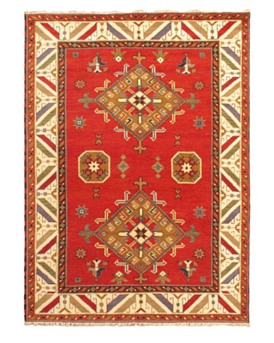 Hand-Knotted Royal Kazak Rug, Beige/Red, 5' 9 x 8' 0