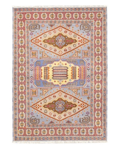 Hand-Knotted Royal Kazak Wool Rug, Pale Blue, 4' 8 x 6' 7