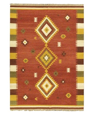 Hand Woven Kashkoli Wool Kilim, Dark Red, 5' 7 x 7' 10