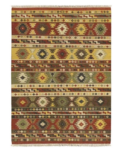 Hand Woven Izmir Wool Kilim, Dark Red, 5' 7 x 7' 10