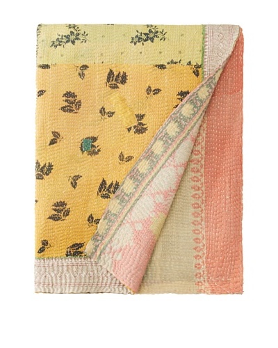 Large Vintage Karishma Kantha Throw, Multi, 60″ x 90″