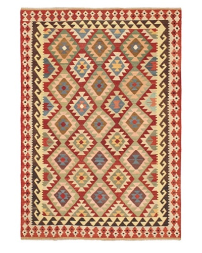 Kashkoli Kilim Traditional Kilim, Dark Red, 6' 3 x 9' 1