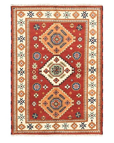 Hand-Knotted Royal Kazak Wool Rug, Dark Copper, 5' 7 x 7' 10