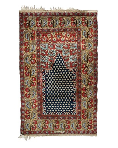 Semi Antique Persian Rug, Red/Cream/Blue, 7′ 4″ x 4′ 3″